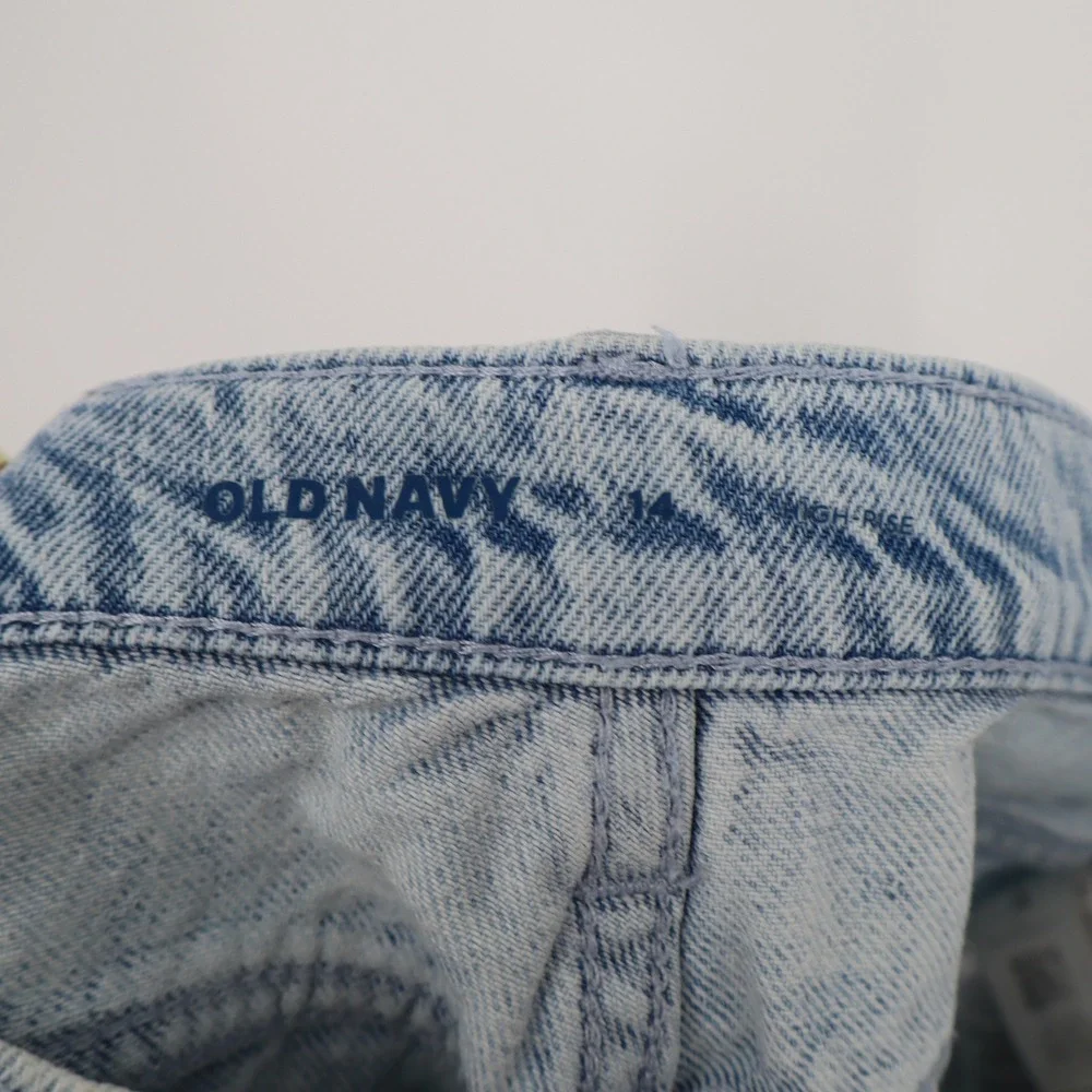 Old Navy Girls Size 14 High Rise Butterfly Embroidered Denim Shorts Light Wash